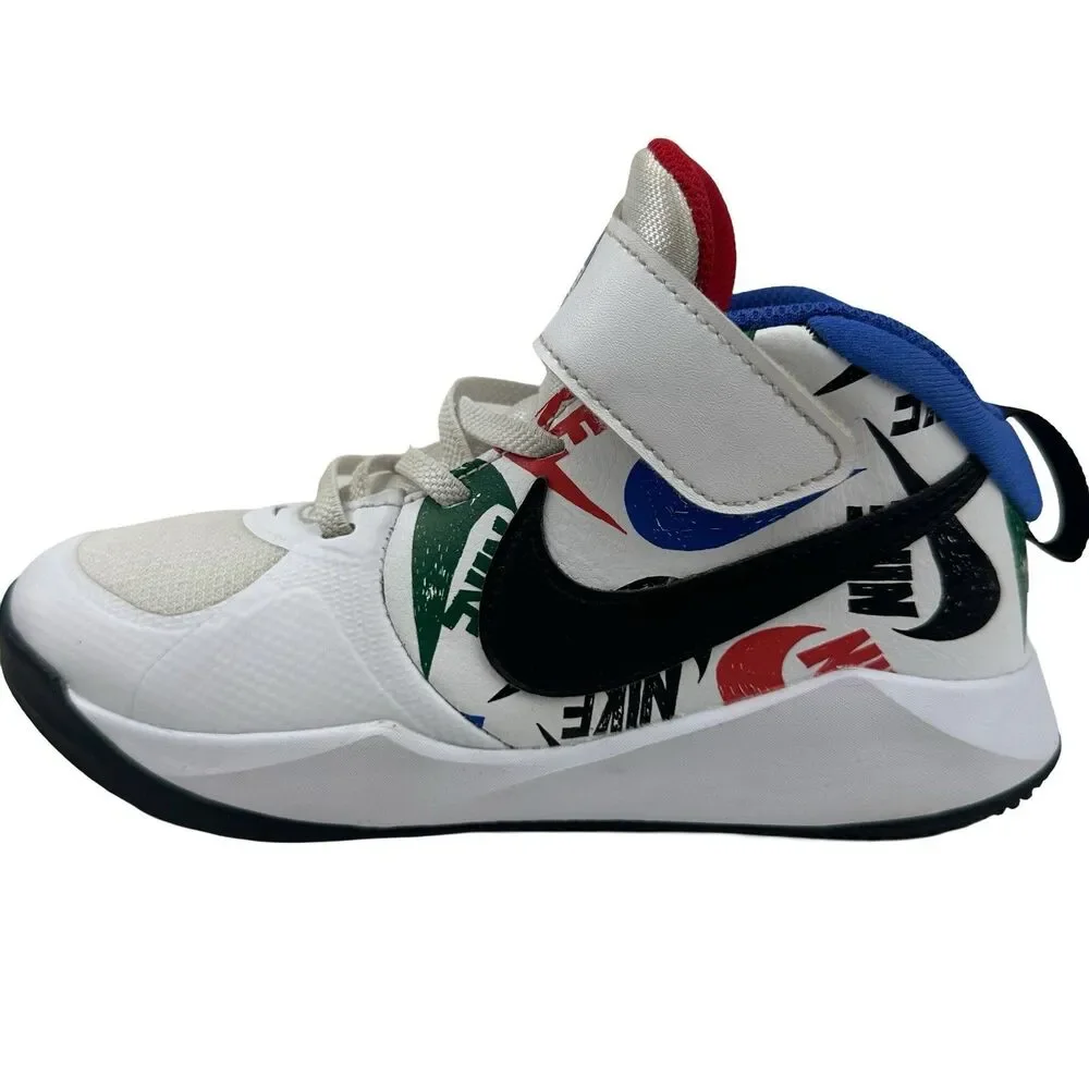 Nike Team Hustle Basketball Shoes Size US 2.5Y Red White Blue CW5816-100